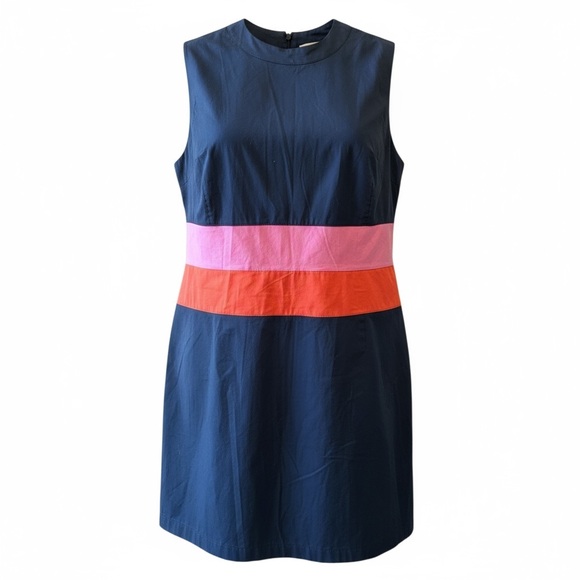 Frances Valentine Simplicity Mock-Neck Dress Navy Stripe Colorblock Plus Size 18 - Picture 1 of 8